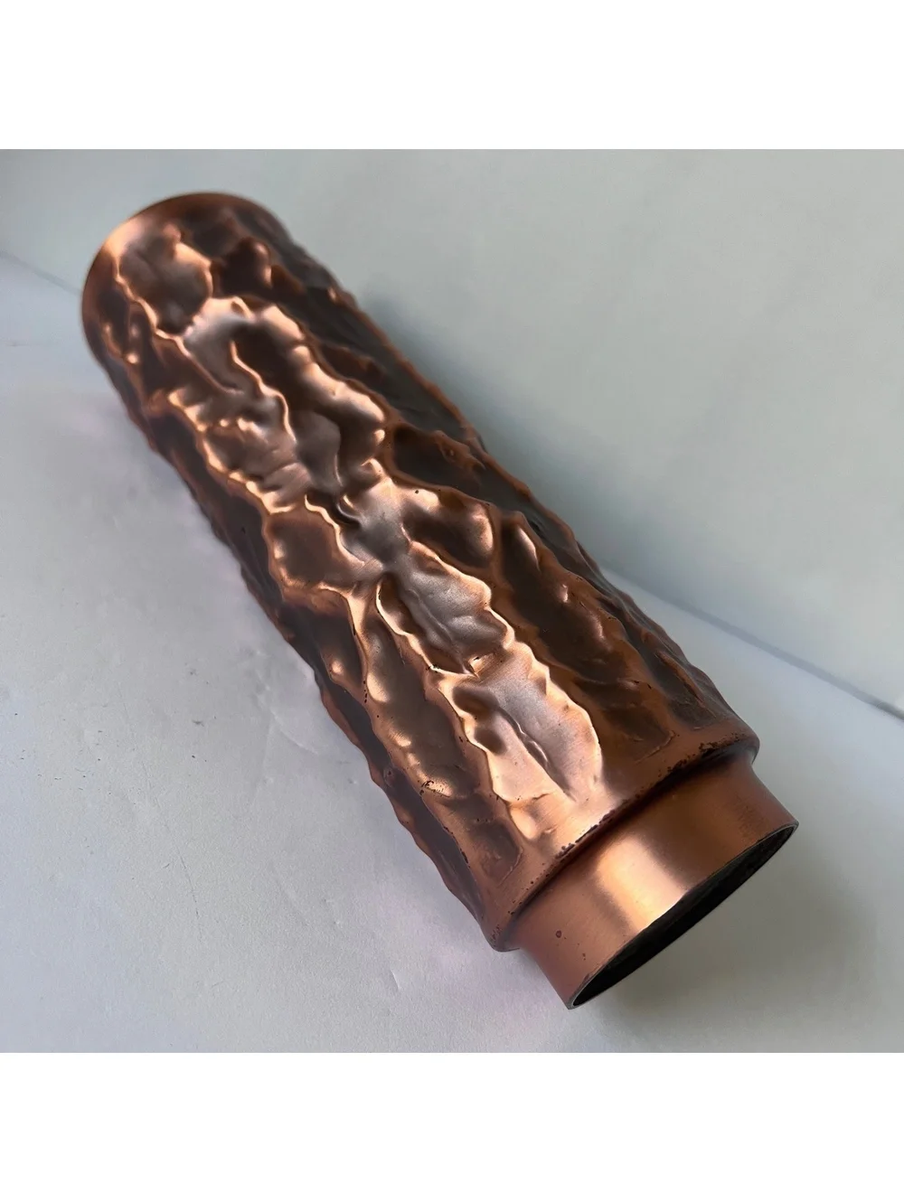 Vintage MCM Copper Vase 7.5” Textured Brutalist Design Germany 60s
